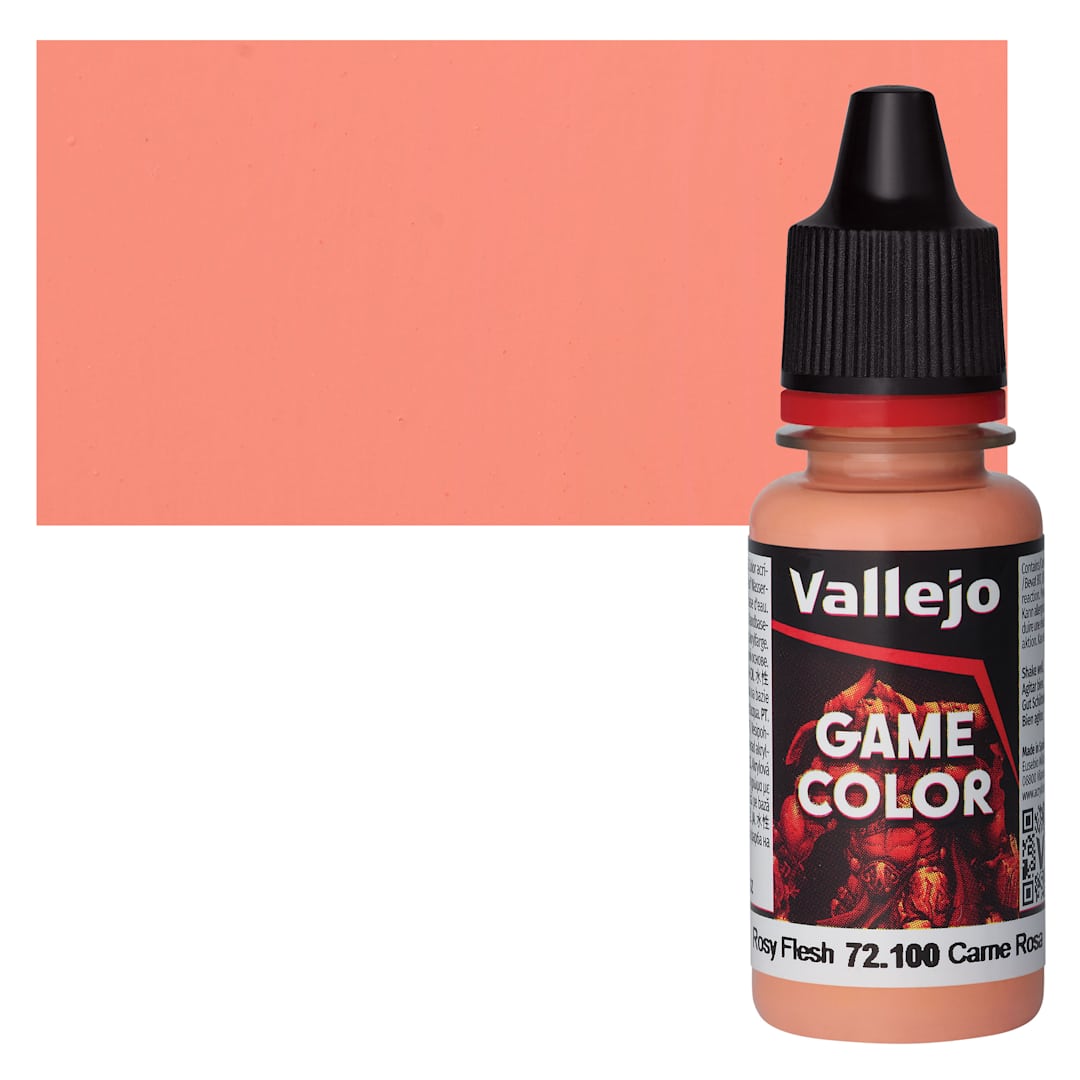 Open in modal - Vallejo Game Color Acrylic Paint - Rosy Flesh - Bottle and Swatch