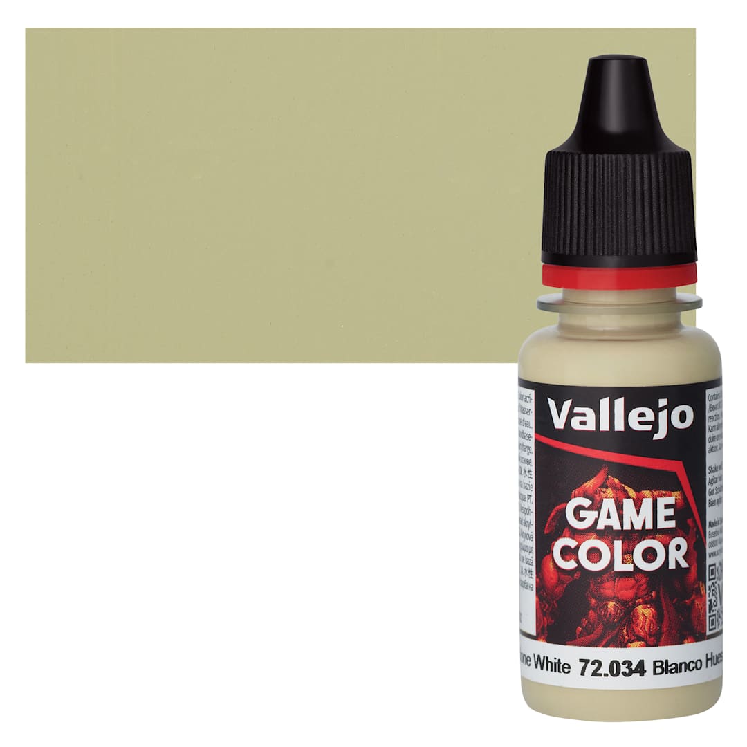 Open in modal - Vallejo Game Color Acrylic Paint - Bone White - Bottle and Swatch