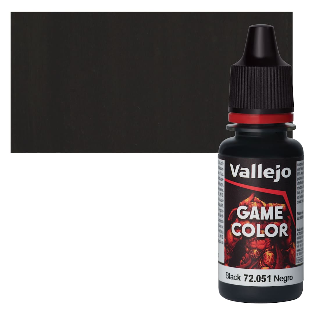 Open in modal - Vallejo Game Color Acrylic Paint - Black - Bottle and Swatch