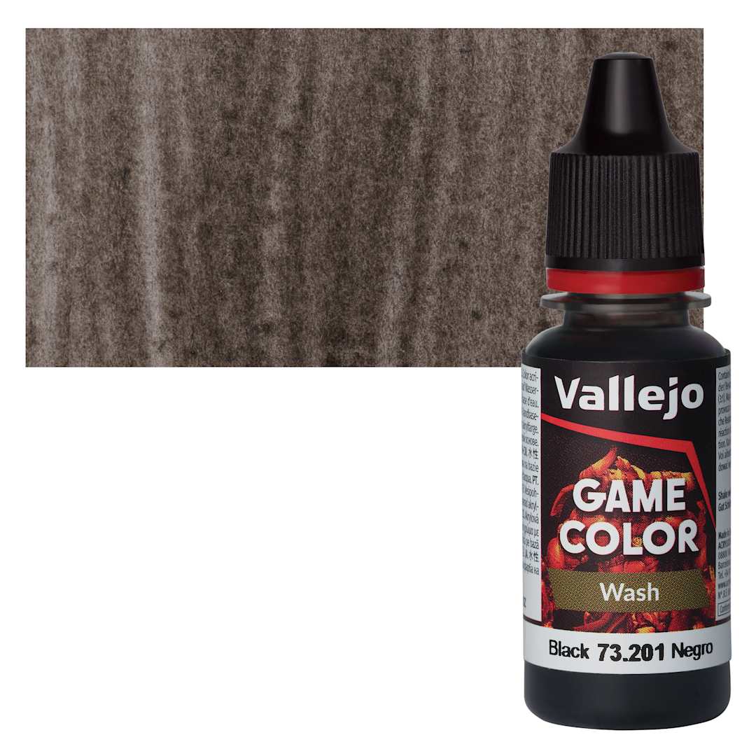 Open in modal - Vallejo Game Color Acrylic Paint - Black Wash - Bottle and Swatch