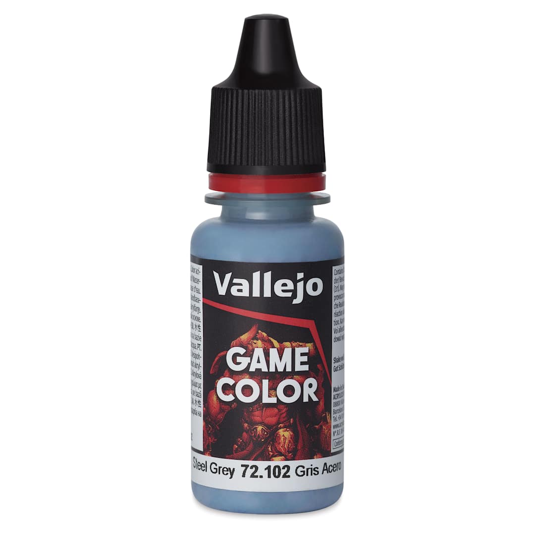 Open in modal - Vallejo Game Color Acrylic Paint - Steel Grey, 18 ml - front