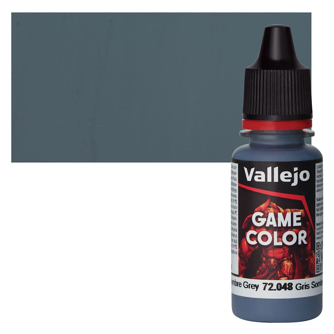 Open in modal - Vallejo Game Color Acrylic Paint - Sombre Grey - Bottle and Swatch