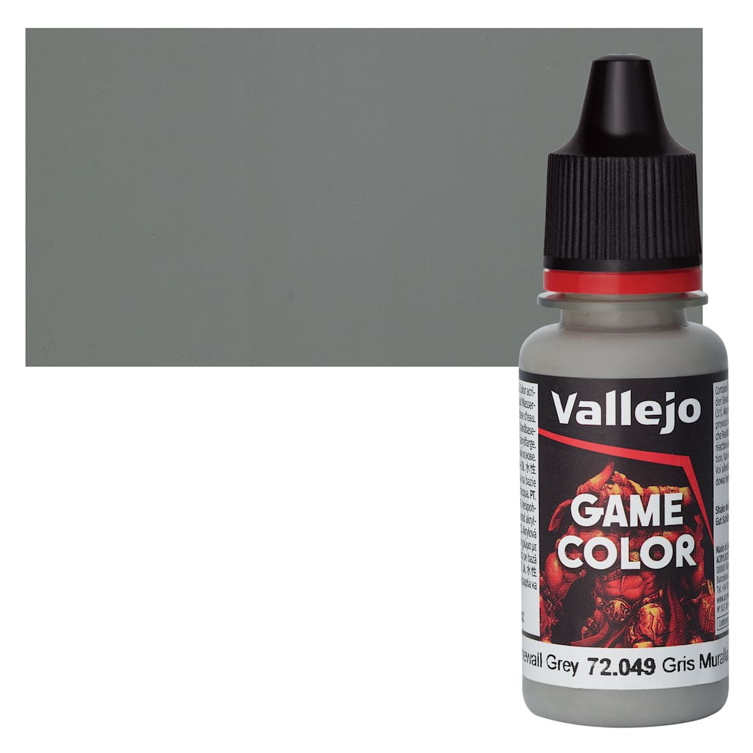 Open in modal - Vallejo Game Color Acrylic Paint - Stonewall Grey - Bottle and Swatch