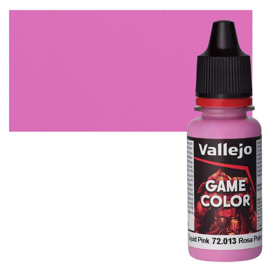 Open in modal - Vallejo Game Color Acrylic Paint - Squid Pink - Bottle and Swatch