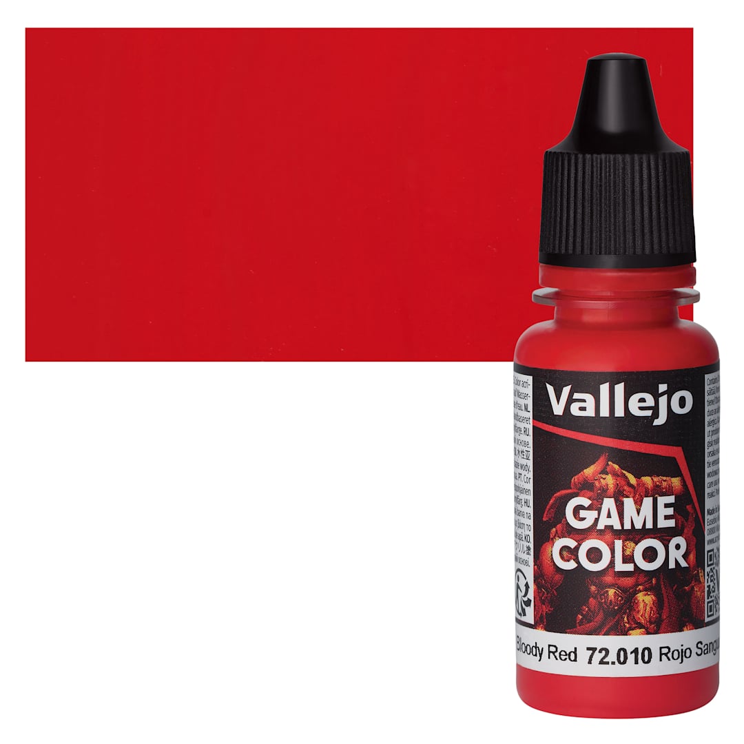 Open in modal - Vallejo Game Color Acrylic Paint - Bloody Red - Bottle and Swatch