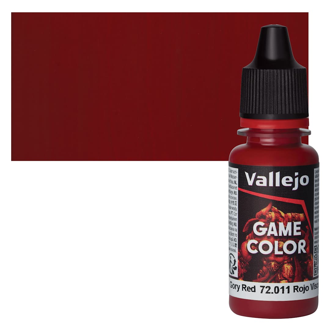 Open in modal - Vallejo Game Color Acrylic Paint - Gory Red - Bottle and Swatch