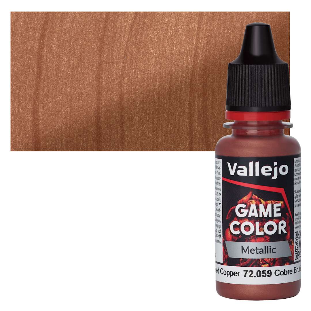 Open in modal - Vallejo Game Color Acrylic Paint - Hammered Copper - Bottle and Swatch