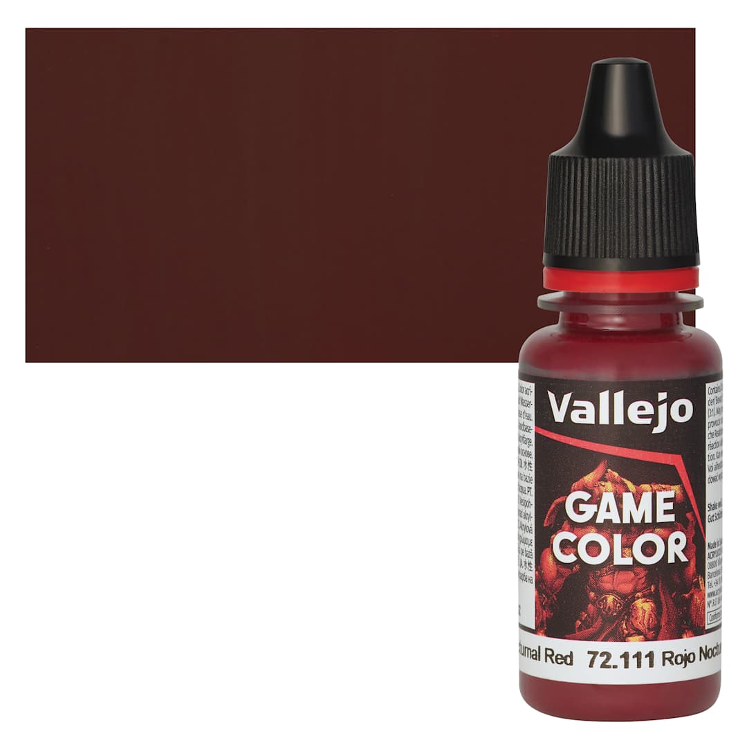 Open in modal - Vallejo Game Color Acrylic Paint - Nocturnal Red - Bottle and Swatch