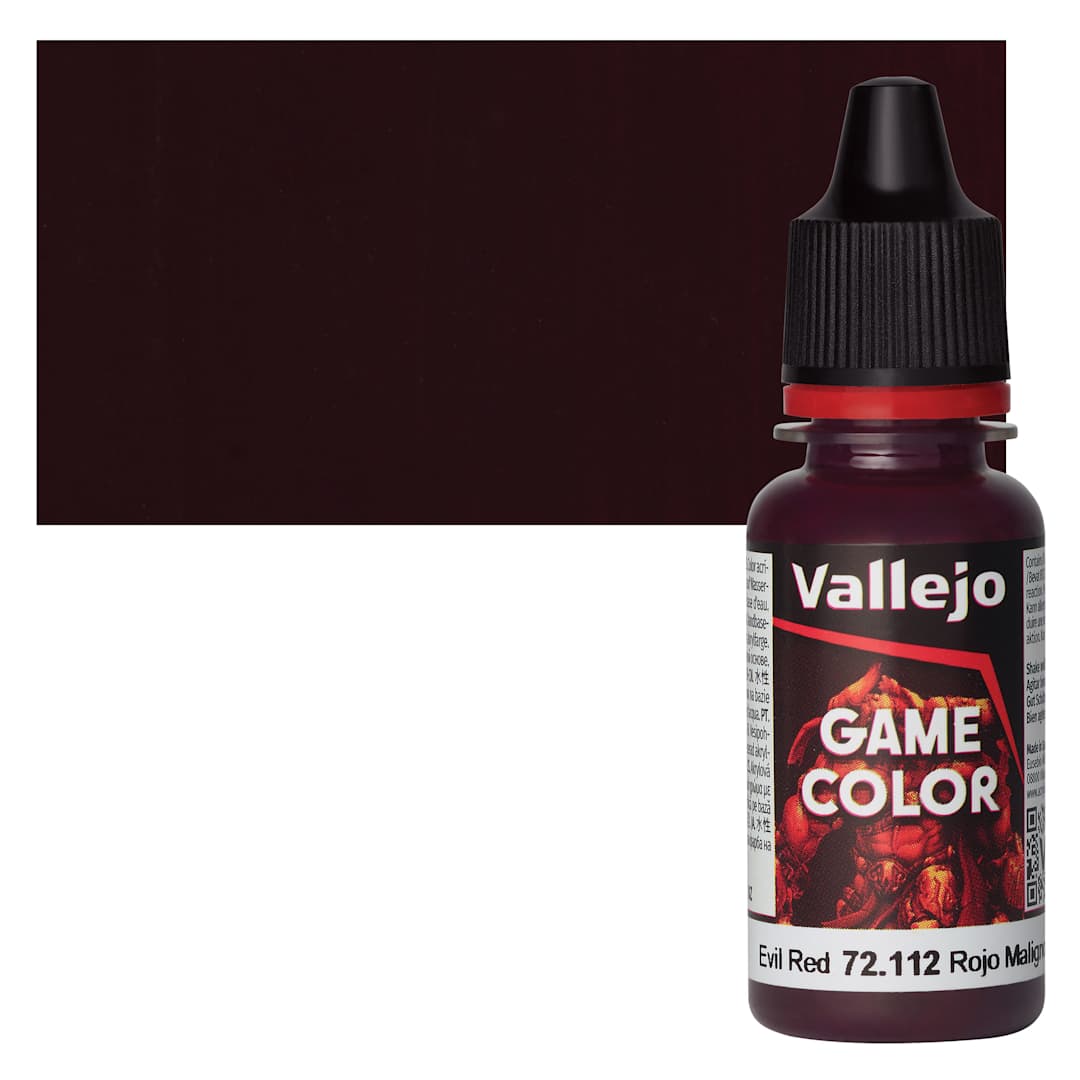 Open in modal - Vallejo Game Color Acrylic Paint - Evil Red - Bottle and Swatch