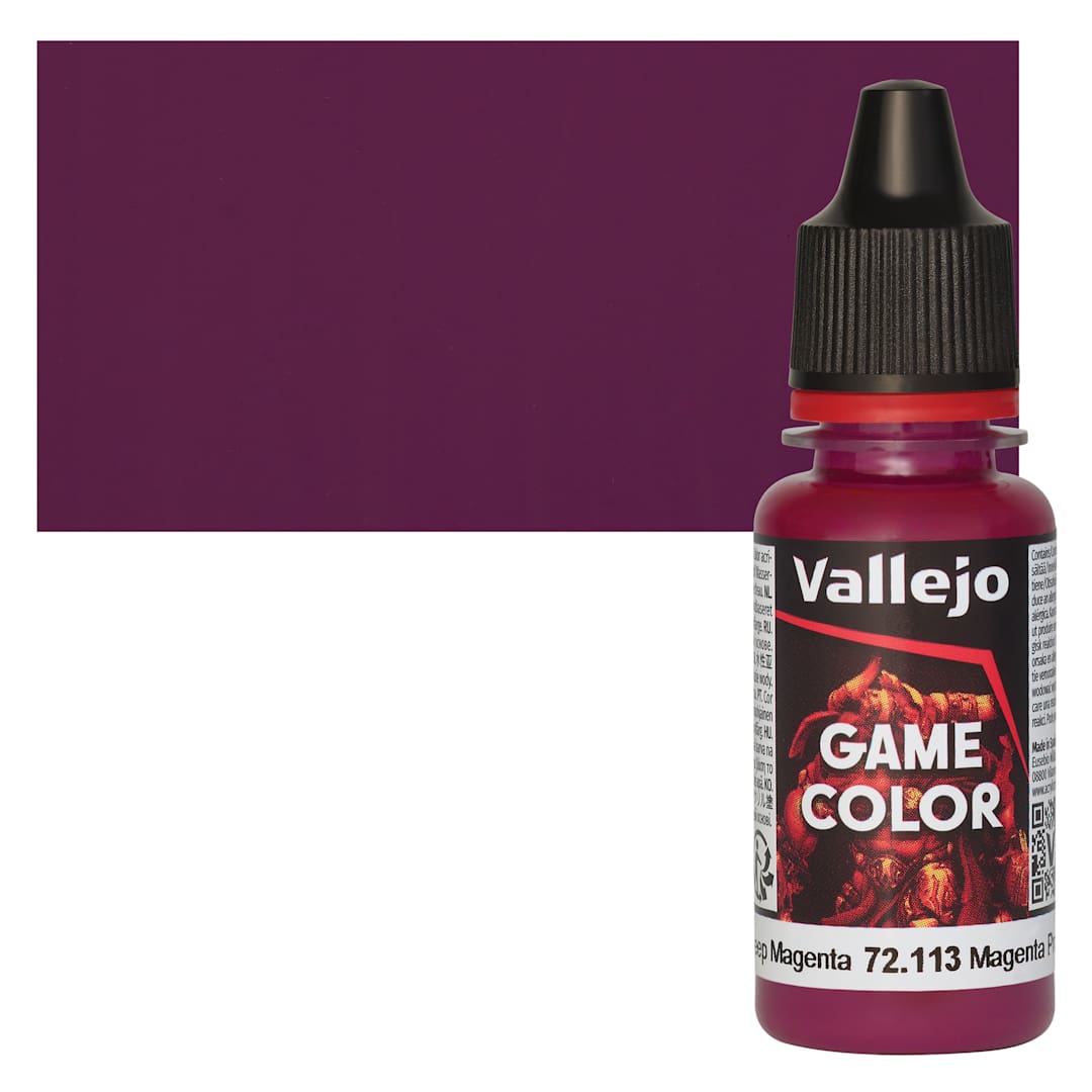 Open in modal - Vallejo Game Color Acrylic Paint - Deep Magenta - Bottle and Swatch