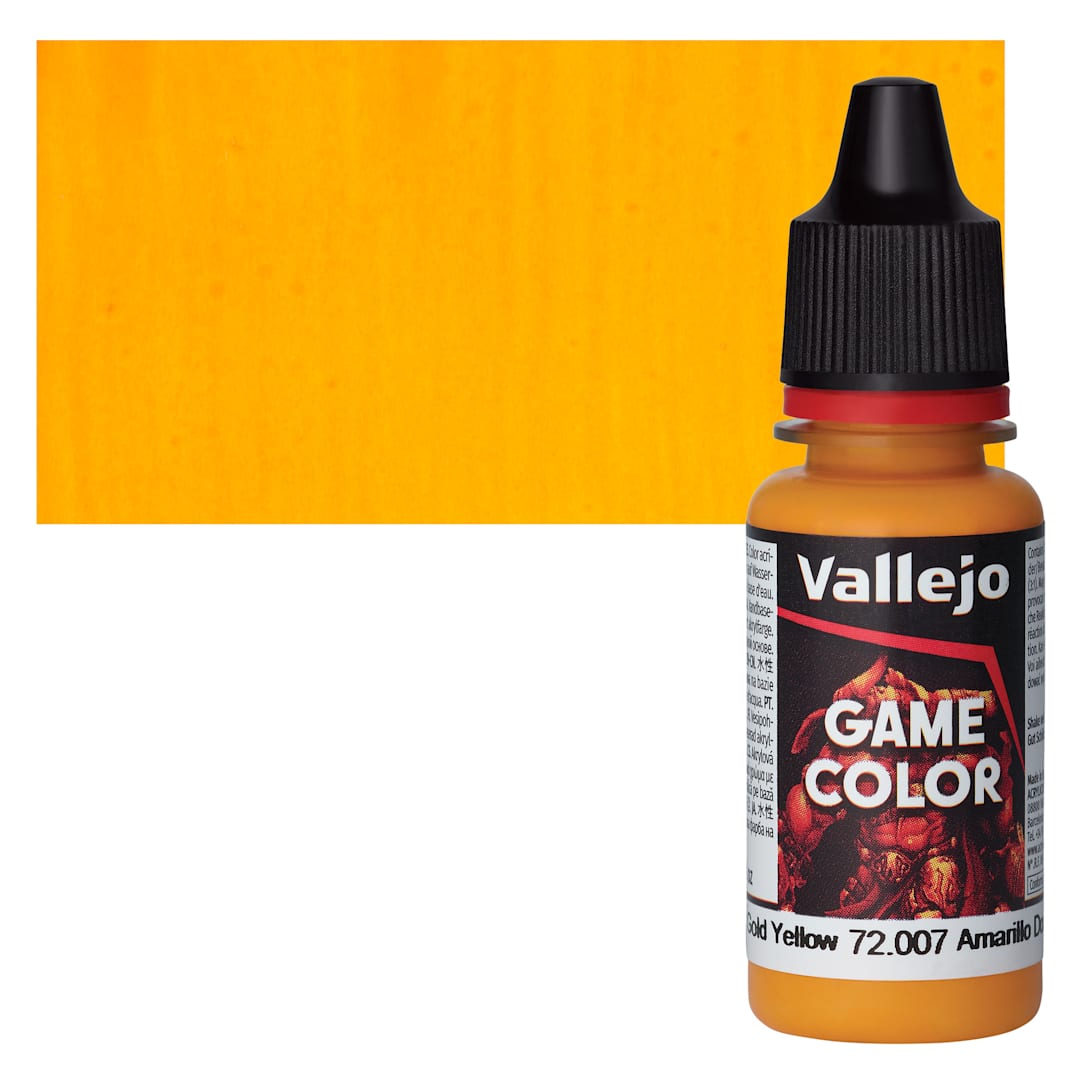 Open in modal - Vallejo Game Color Acrylic Paint - Gold Yellow - Bottle and Swatch