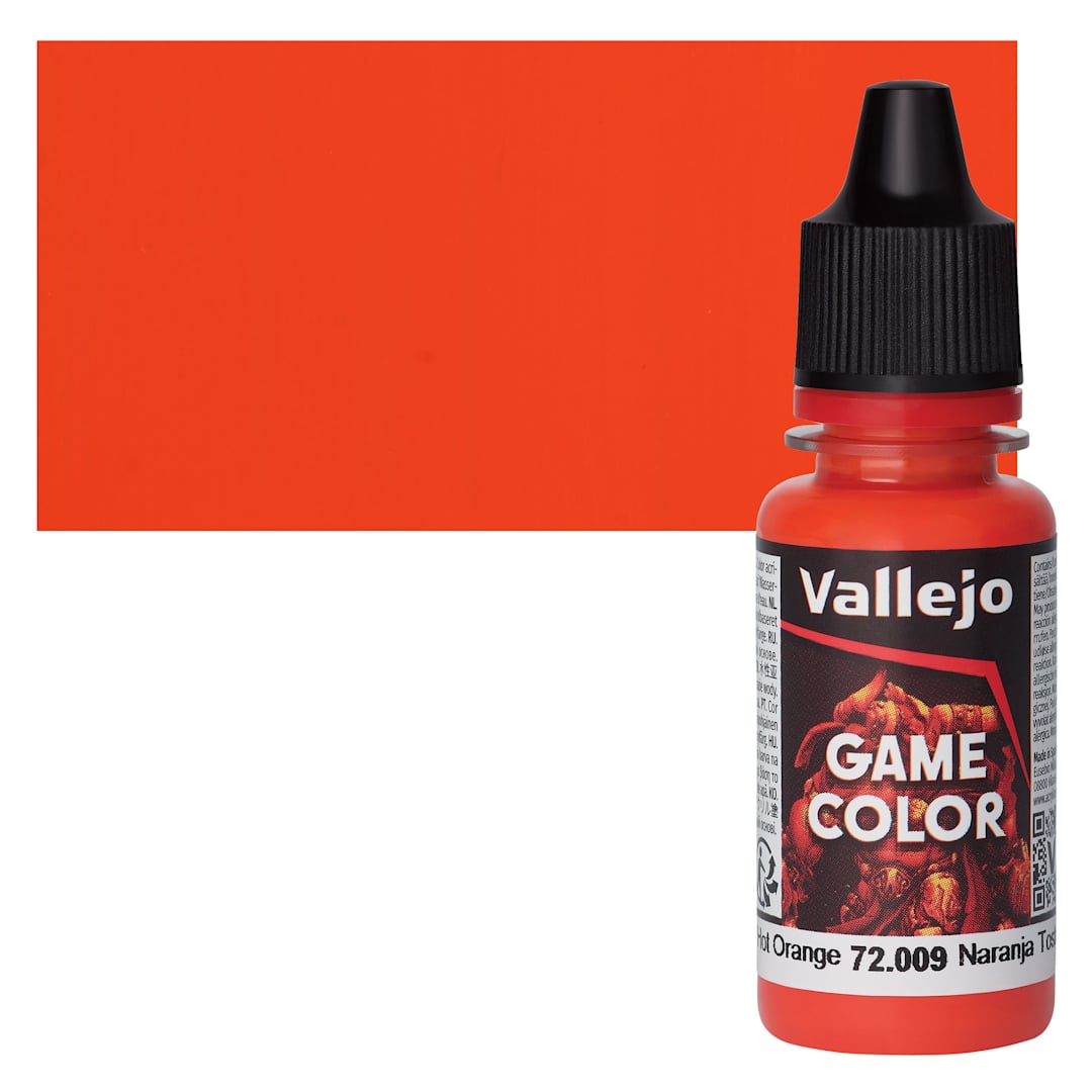 Open in modal - Vallejo Game Color Acrylic Paint - Hot Orange - Bottle and Swatch