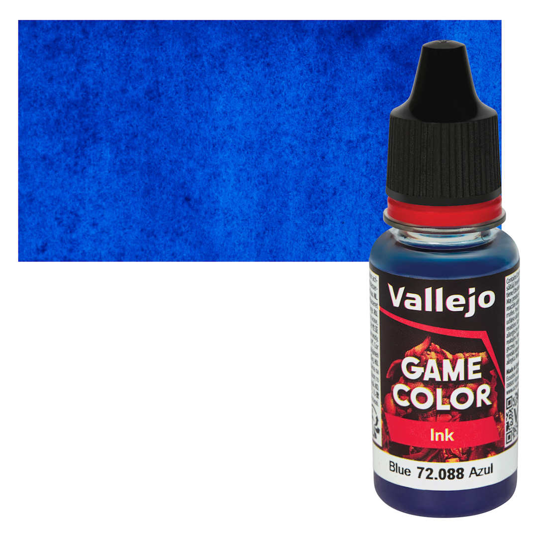 Open in modal - Vallejo Game Color Acrylic Ink - Blue, 18 ml Bottle and Swatch