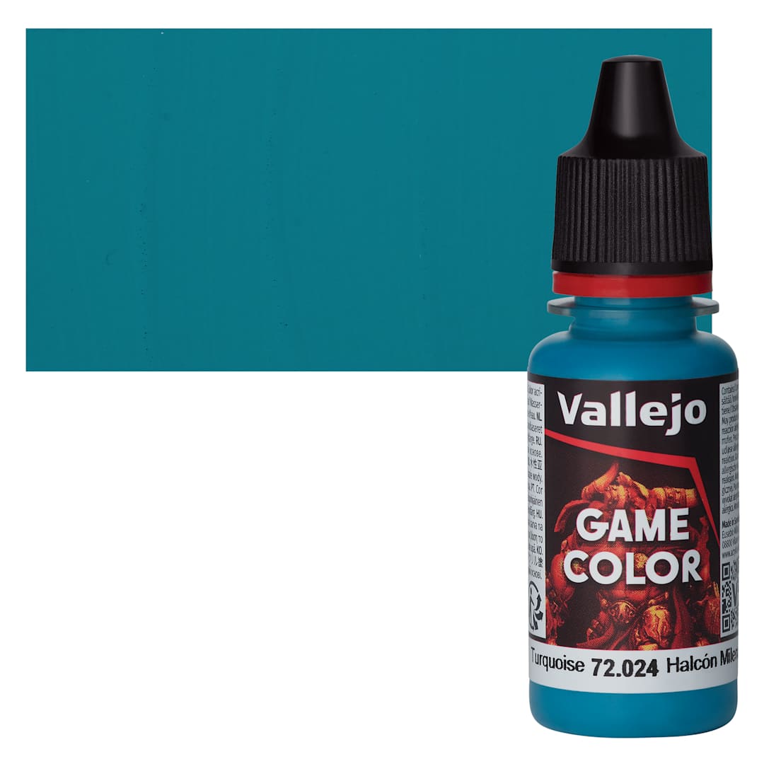 Open in modal - Vallejo Game Color Acrylic Paint - Turquoise - Bottle and Swatch