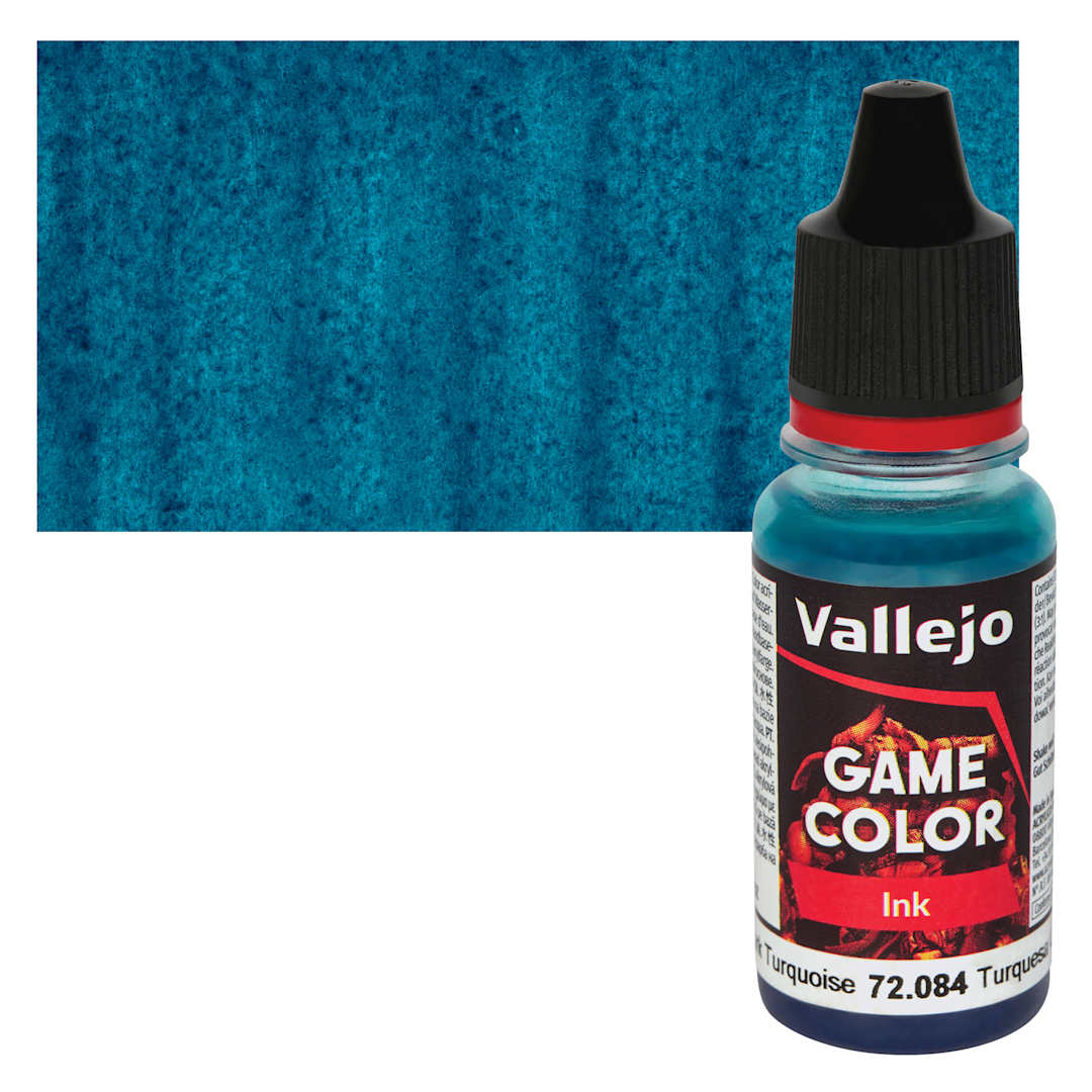 Open in modal - Vallejo Game Color Acrylic Ink - Dark Turquoise, 18 ml Bottle and Swatch
