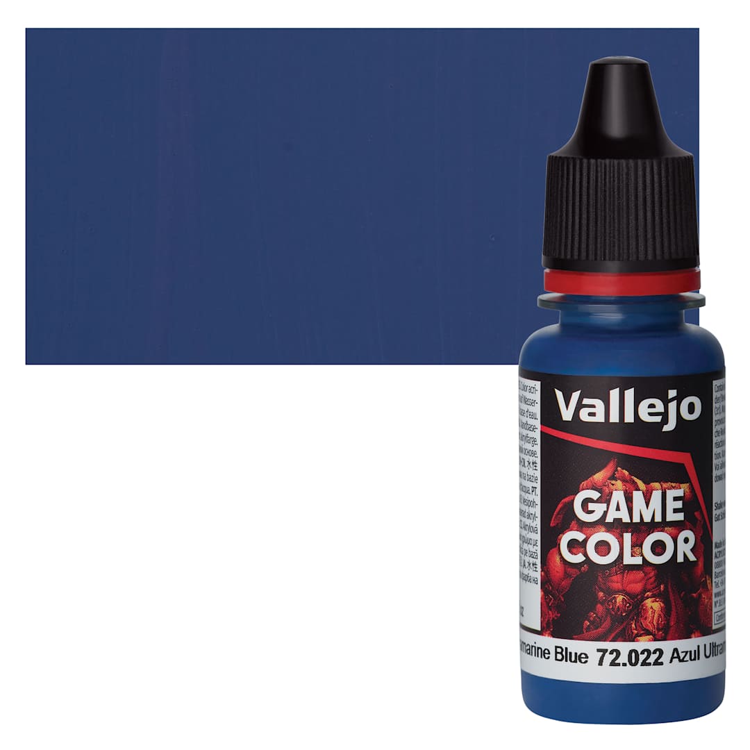 Open in modal - Vallejo Game Color Acrylic Paint - Ultramarine Blue - Bottle and Swatch