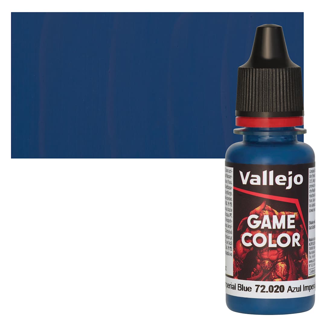Open in modal - Vallejo Game Color Acrylic Paint - Imperial Blue - Bottle and Swatch