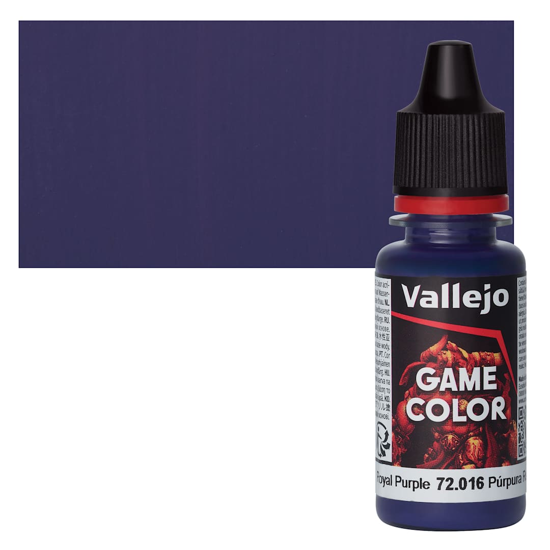 Open in modal - Vallejo Game Color Acrylic Paint - Royal Purple - Bottle and Swatch
