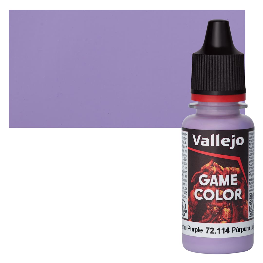 Open in modal - Vallejo Game Color Acrylic Paint - Lustful Purple - Bottle and Swatch