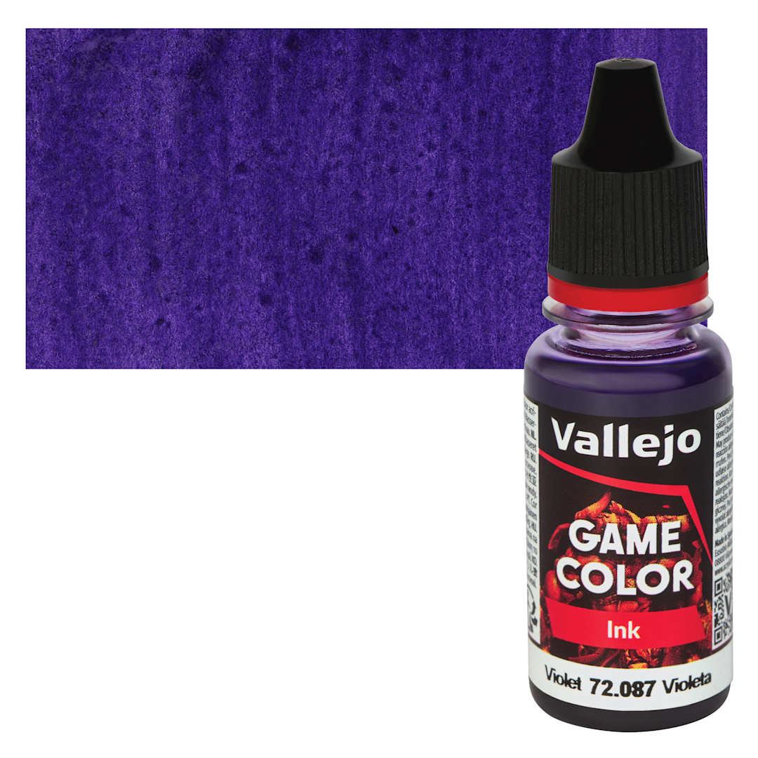 Open in modal - Vallejo Game Color Acrylic Ink - Violet, 18 ml Bottle and Swatch