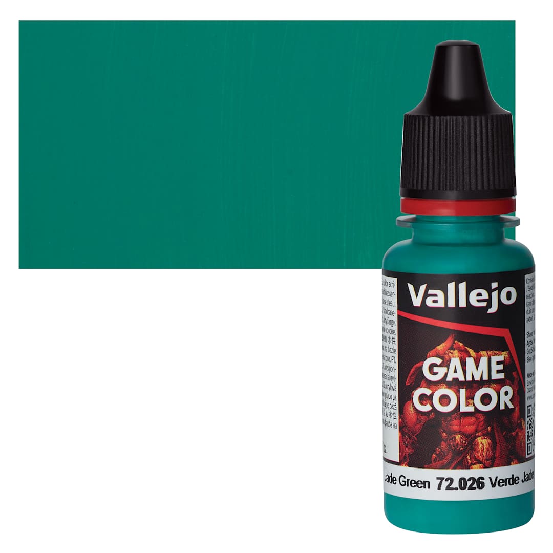 Open in modal - Vallejo Game Color Acrylic Paint - Jade Green - Bottle and Swatch