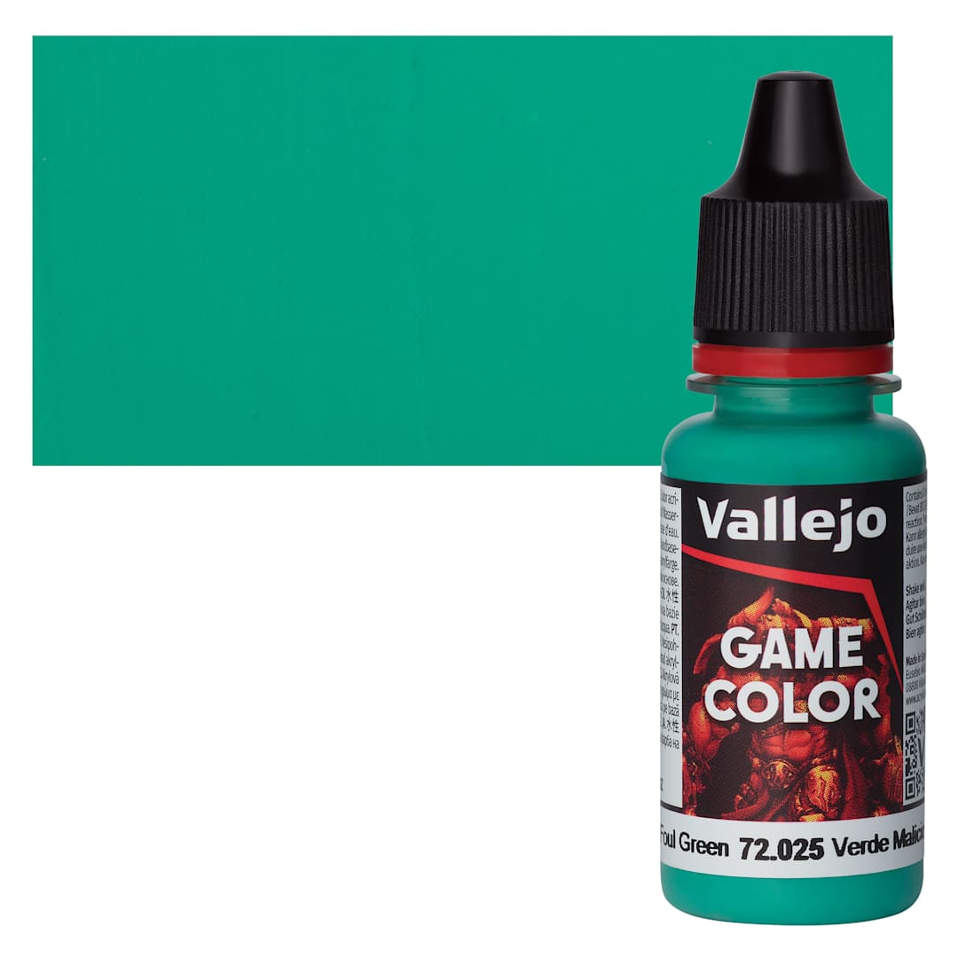 Open in modal - Vallejo Game Color Acrylic Paint - Foul Green - Bottle and Swatch