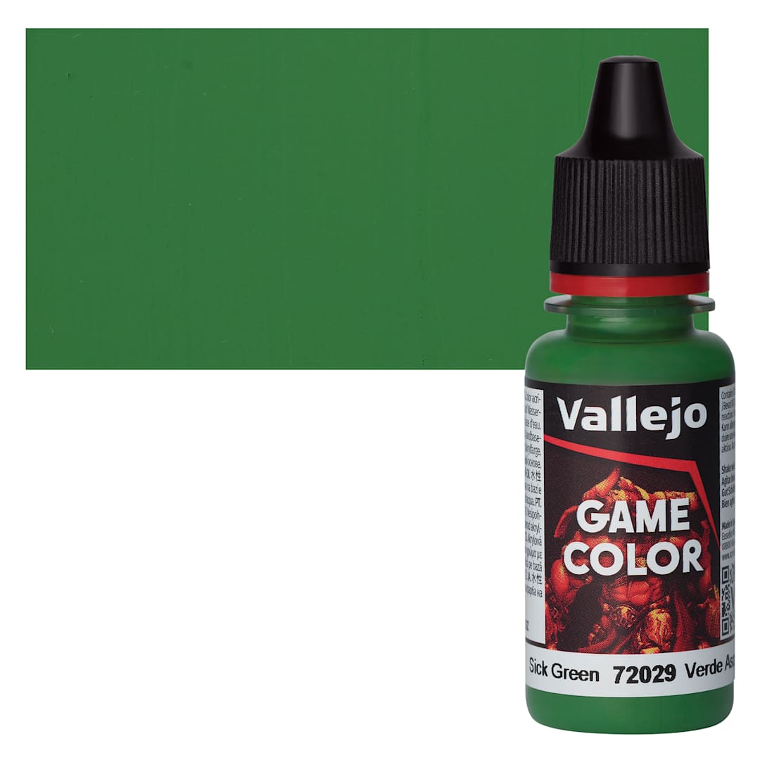 Open in modal - Vallejo Game Color Acrylic Paint - Sick Green - Bottle and Swatch