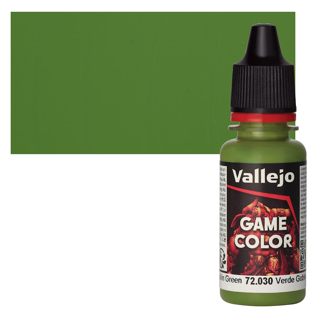 Open in modal - Vallejo Game Color Acrylic Paint - Goblin Green - Bottle and Swatch