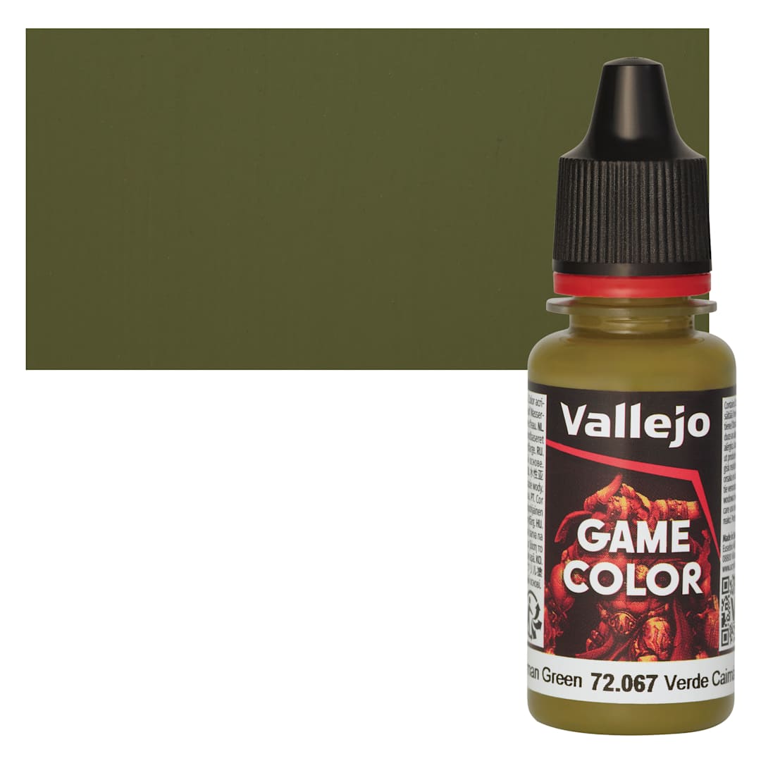 Open in modal - Vallejo Game Color Acrylic Paint - Cayman Green - Bottle and Swatch