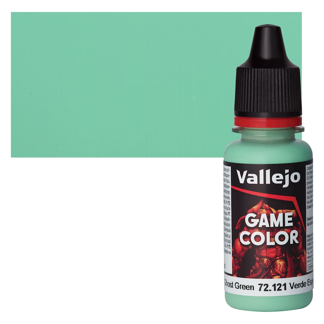 Open in modal - Vallejo Game Color Acrylic Paint - Ghost Green - Bottle and Swatch