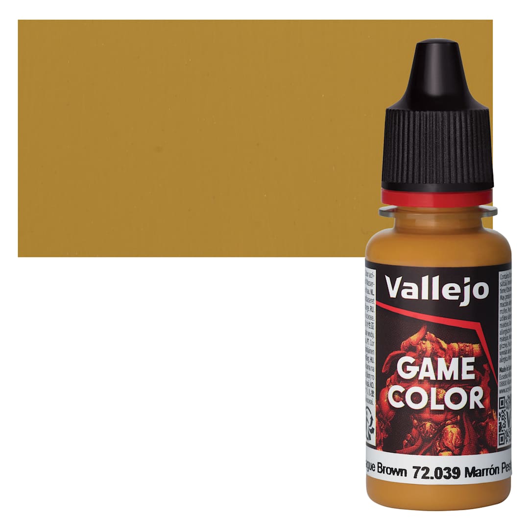 Open in modal - Vallejo Game Color Acrylic Paint - Plague Brown - Bottle and Swatch