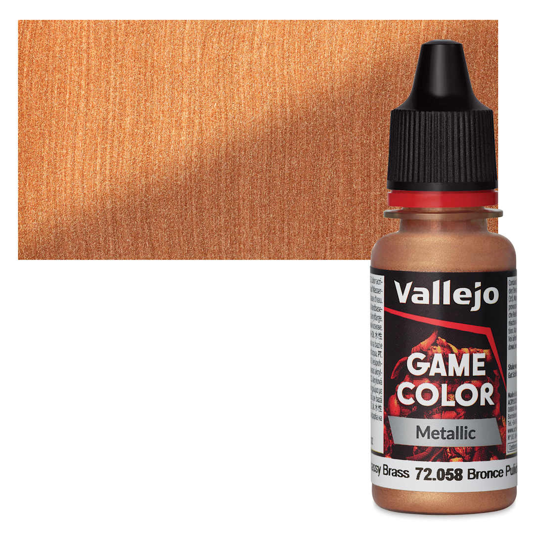 Open in modal - Vallejo Game Color Acrylic Paint - Brassy Brass - Bottle and Swatch