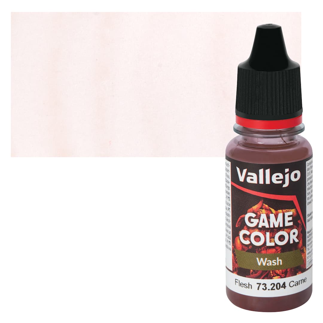 Open in modal - Vallejo Game Color Fluid Acrylic Wash - Flesh, 18 ml bottle and Swatch