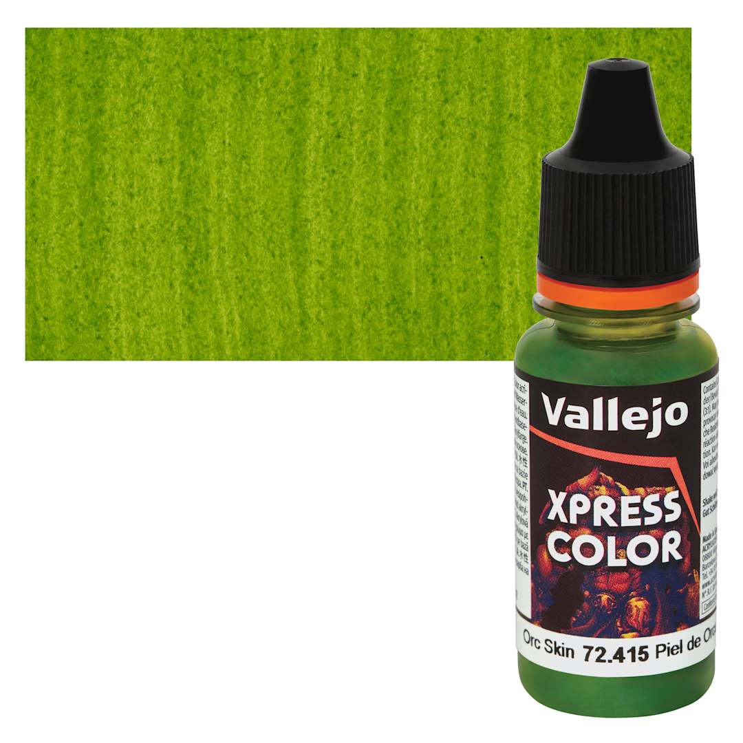 Open in modal - Vallejo Xpress Color Acrylic Paint - Orc Skin - Bottle and Swatch