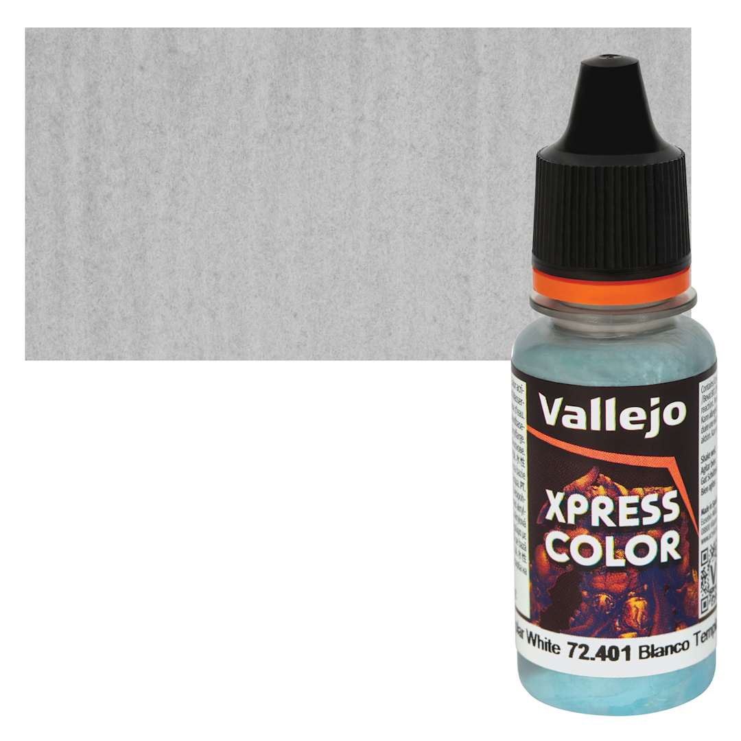 Open in modal - Vallejo Xpress Color Acrylic Paint - Templar White 18 ml Bottle and Swatch