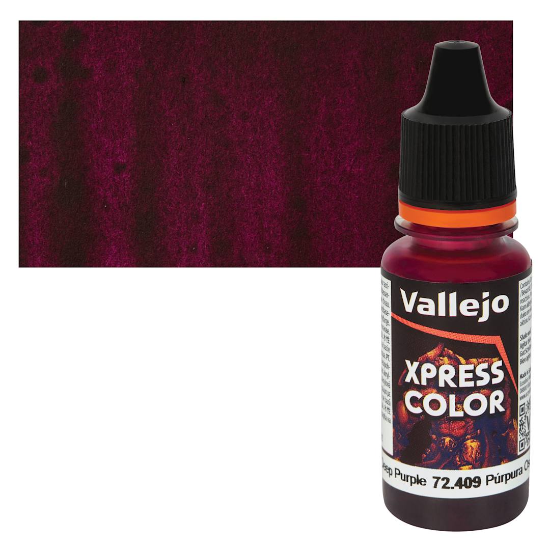 Open in modal - Vallejo Xpress Color Acrylic Paint - Deep Purple, 18 ml Bottle and Swatch