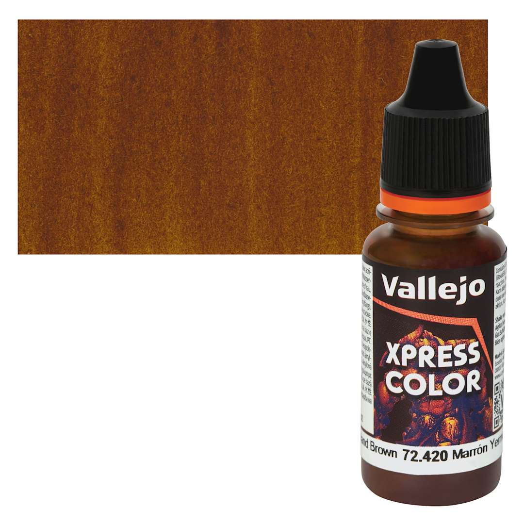 Open in modal - Vallejo Xpress Color Acrylic Paint - Wasteland Brown 18 ml Bottle and Swatch