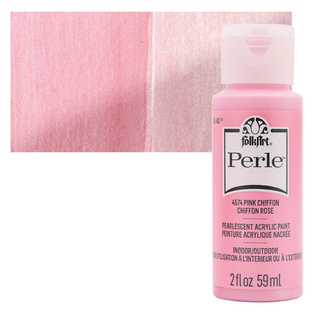Open in modal - FolkArt Perle Acrylic Paint - Pink Chiffon, 2 oz bottle and swatch