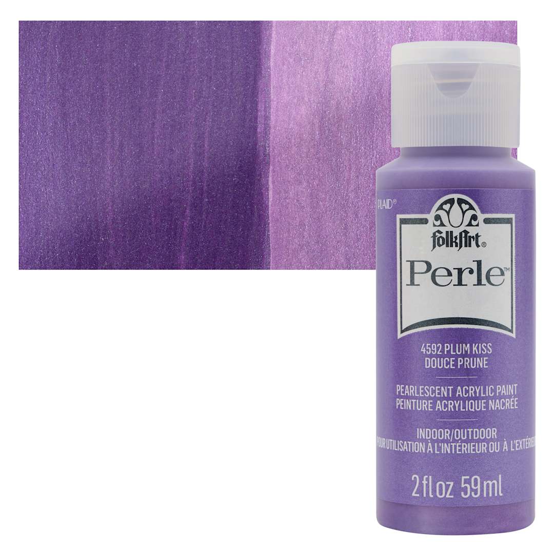 Open in modal - FolkArt Perle Acrylic Paint - Plum Kiss, 2 oz bottle and swatch