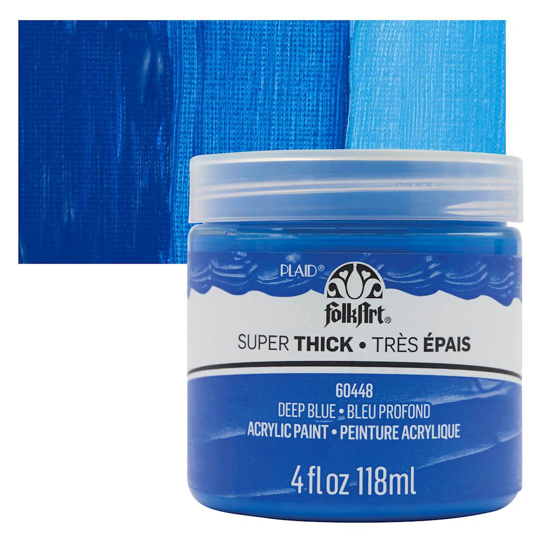 Open in modal - FolkArt Super Thick Acrylic Paint - Deep Blue, 4 oz jar and swatch