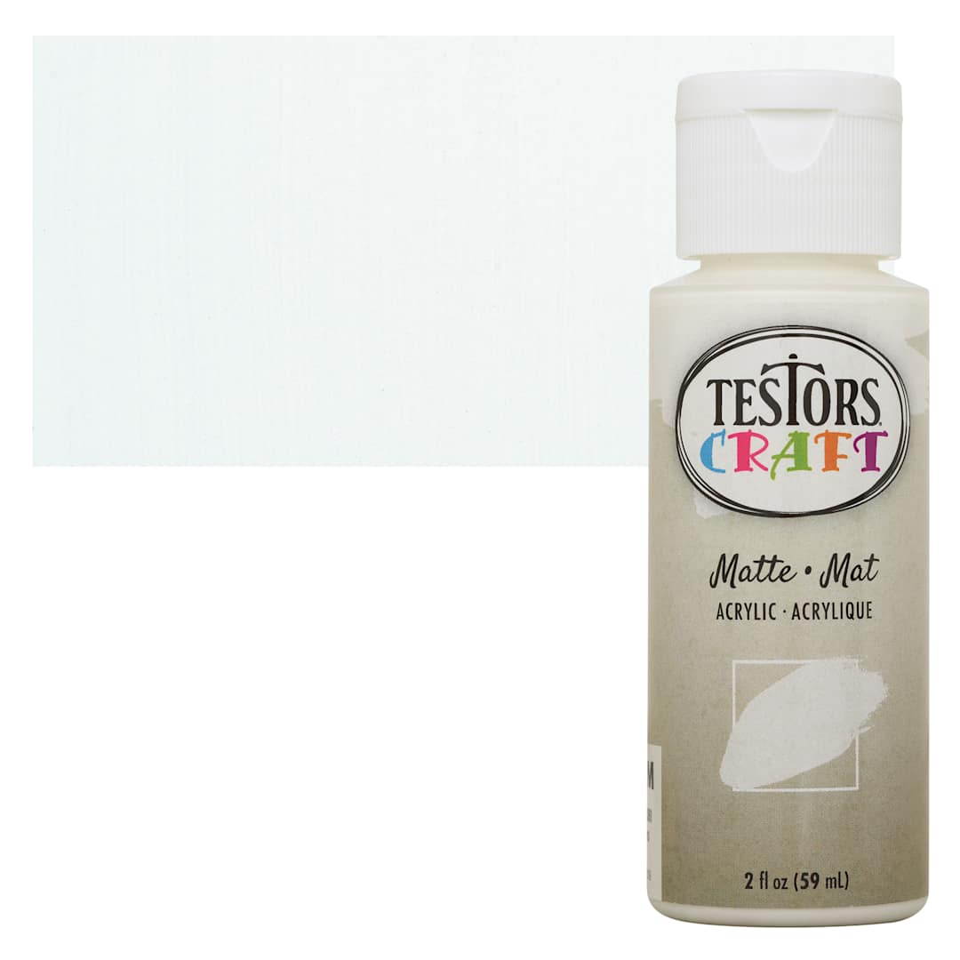 Open in modal - Testors Craft Acrylic Paint - White, 2 oz Bottle and swatch