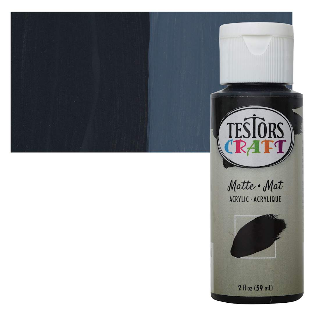 Open in modal - Testors Craft Acrylic Paint - Black, 2 oz Bottle and swatch