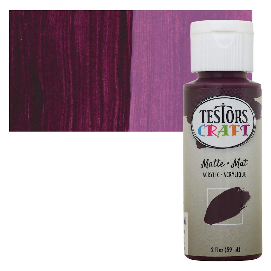 Open in modal - Testors Craft Acrylic Paint - Dark Plum, 2 oz Bottle and swatch