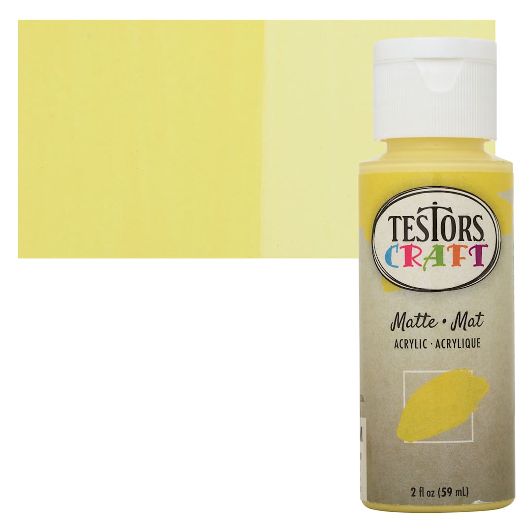Open in modal - Testors Craft Acrylic Paint - Sunshine, 2 oz Bottle and swatch