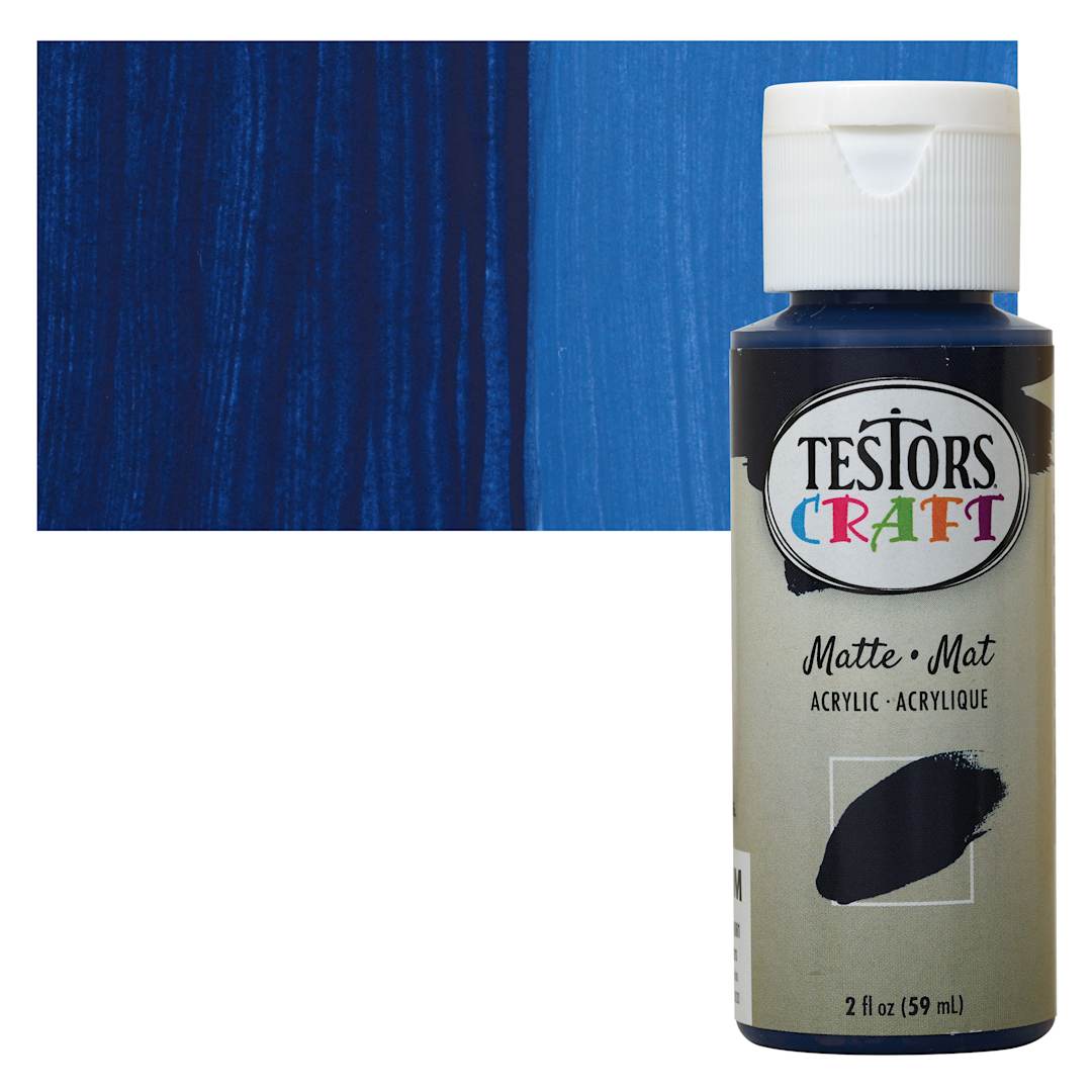 Open in modal - Testors Craft Acrylic Paint - Navy Blue, 2 oz Bottle and swatch