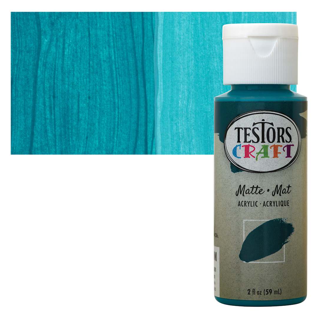 Open in modal - Testors Craft Acrylic Paint - Deep Sea, 2 oz Bottle and swatch