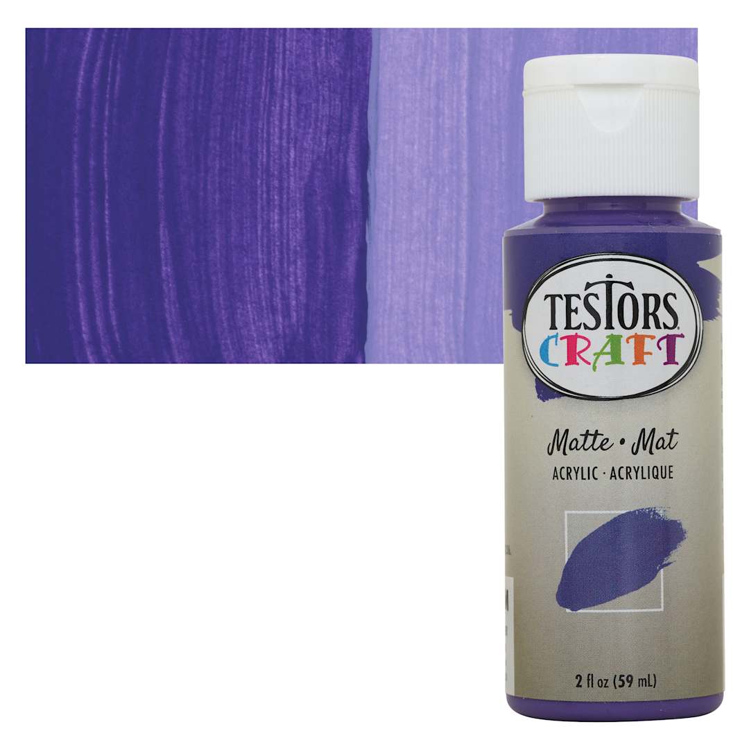 Open in modal - Testors Craft Acrylic Paint - Purple, 2 oz Bottle and swatch