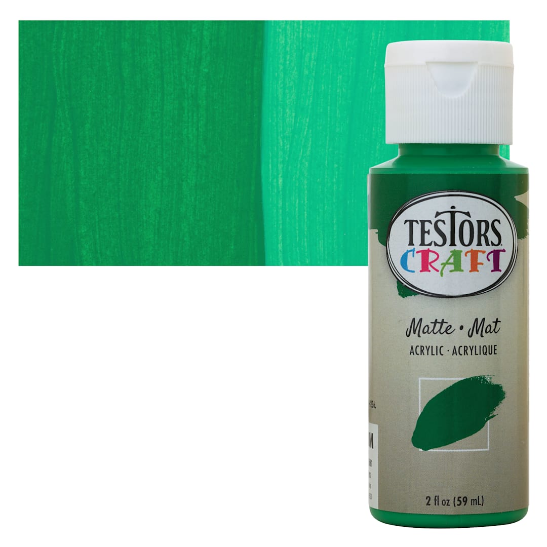 Open in modal - Testors Craft Acrylic Paint - Green, 2 oz Bottle and swatch