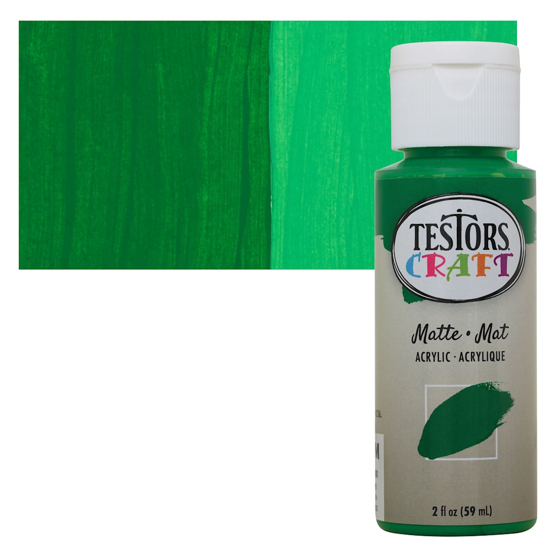 Open in modal - Testors Craft Acrylic Paint - Shamrock, 2 oz Bottle and swatch