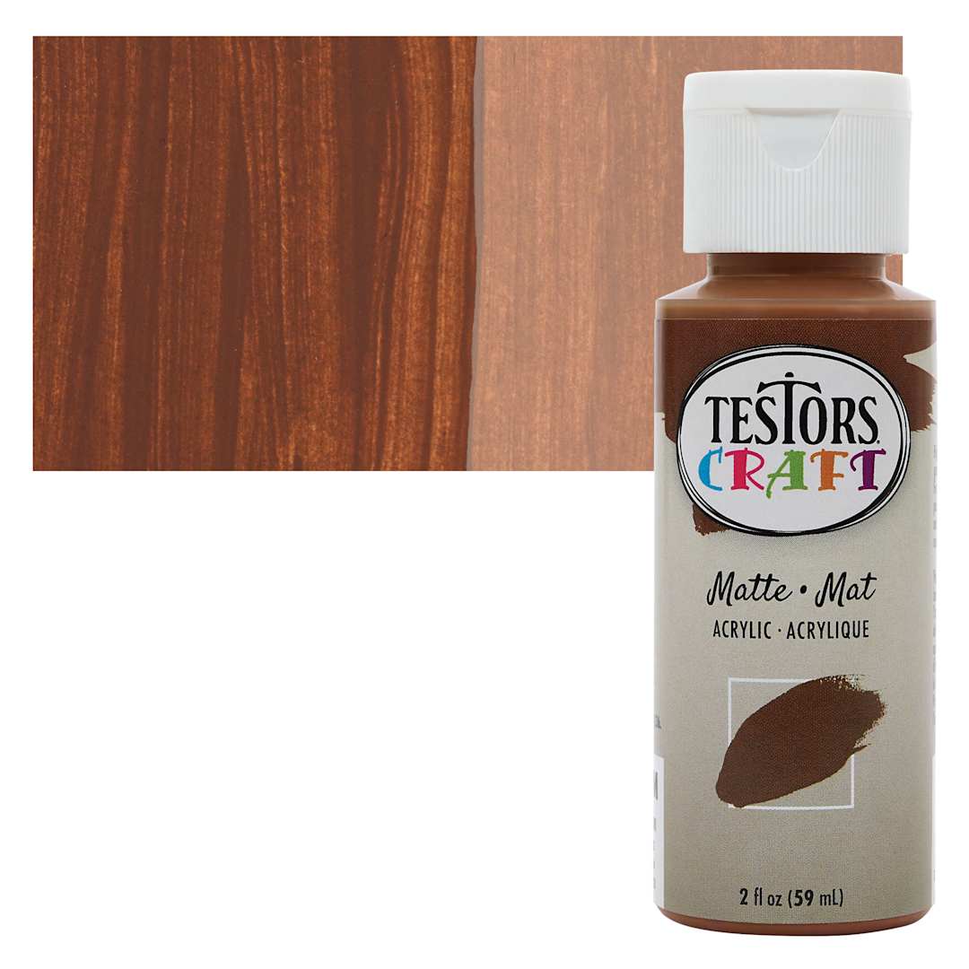 Open in modal - Testors Craft Acrylic Paint - Brownie, 2 oz Bottle and swatch